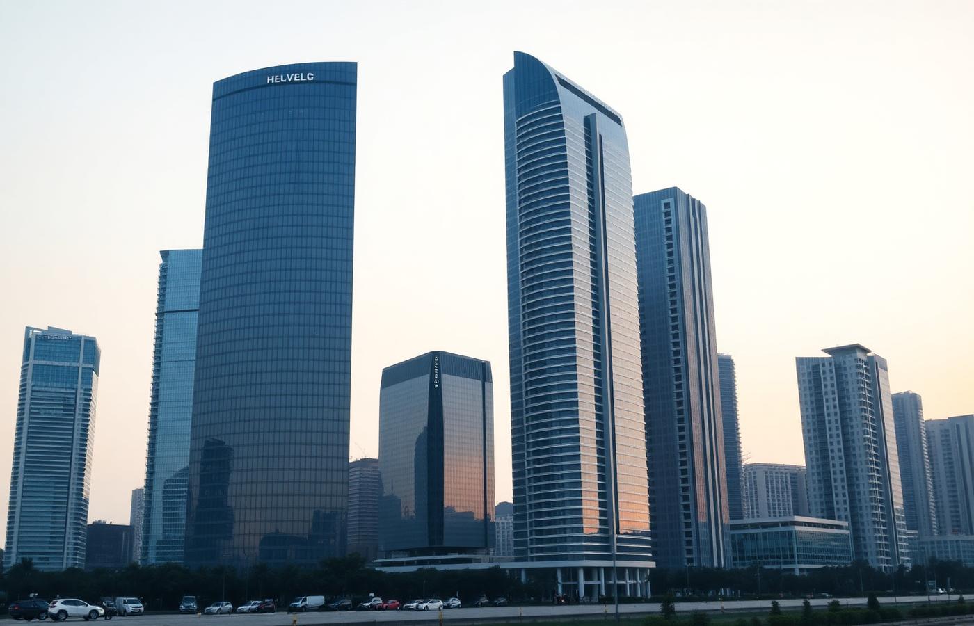 Modern office towers in an Indian business district